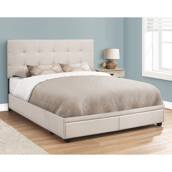 Monarch Specialties Queen Upholstered Bed