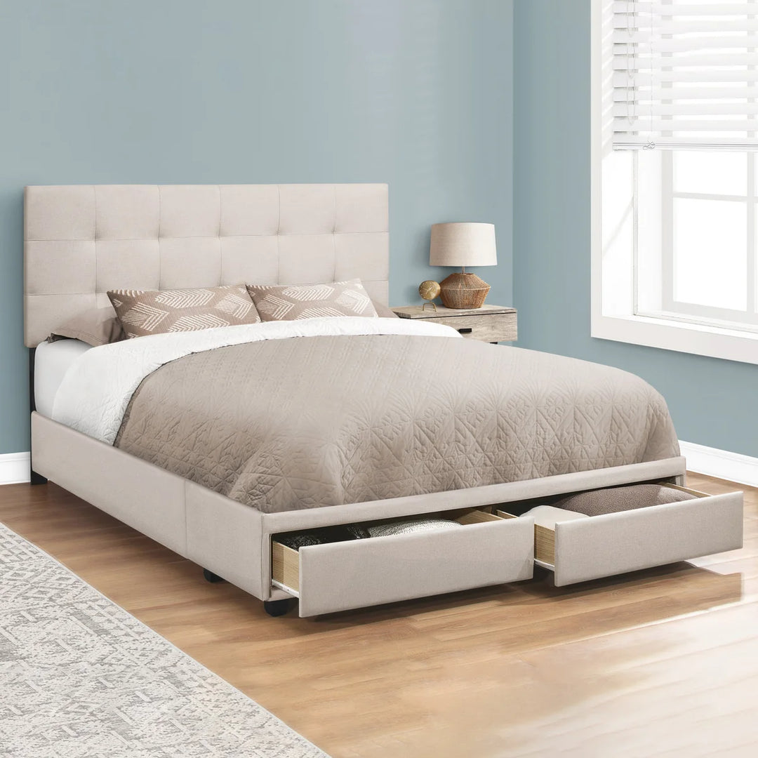 Monarch Specialties Queen Upholstered Bed