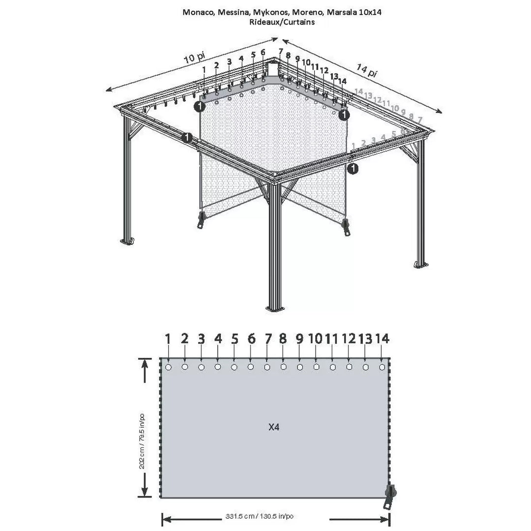 Sojag - Rideaux pour Gazebo 10 x 14 pi