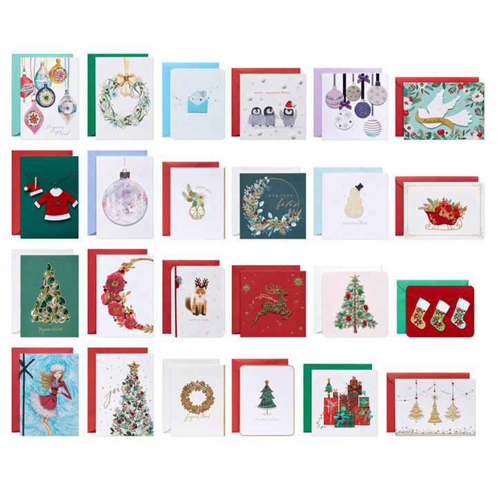 Papyrus - Collection de cartes de Noël fabriquées à la main Papyrus avec boîte à souvenirs 24 unités