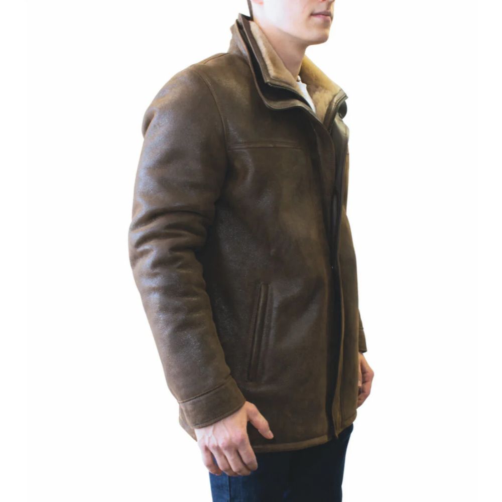 RBH Ricardo - Veste en cuir de mouton à double col montant