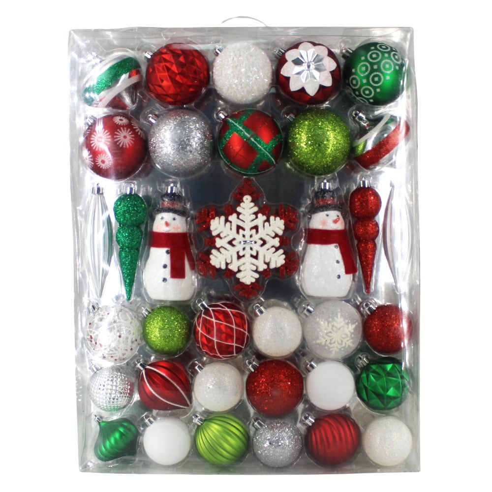 Ensemble de décorations de Noël incassables, 78 pièces, en rouge et vert