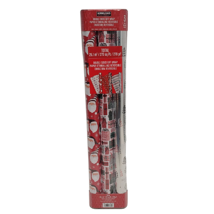 Kirkland signature - Lot de 3 emballages cadeaux double face