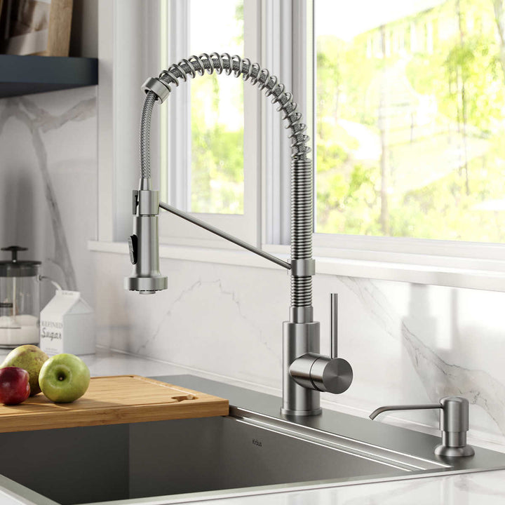 Kraus - Bolden 18" Pull-Down Faucet with Soap Dispenser