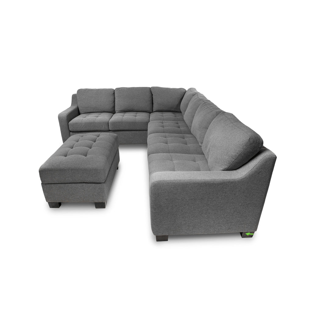 Thomasville 3-Piece Contemporary Fabric Sectional with Storage Ottoman