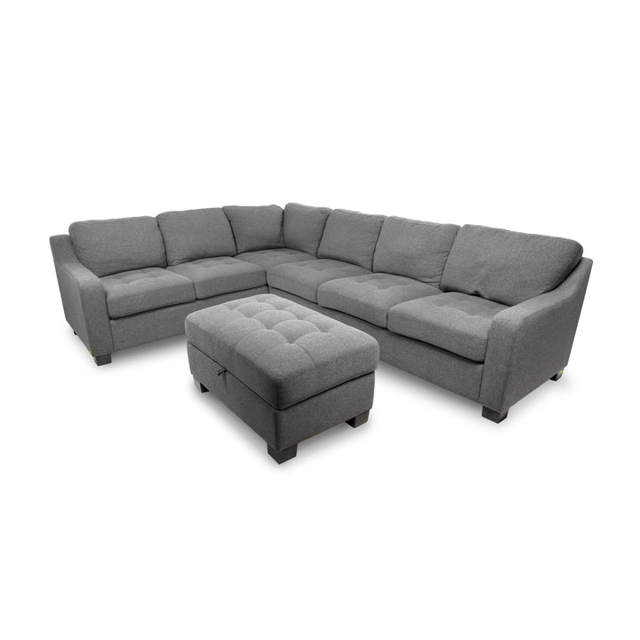 Thomasville 3-Piece Contemporary Fabric Sectional with Storage Ottoman