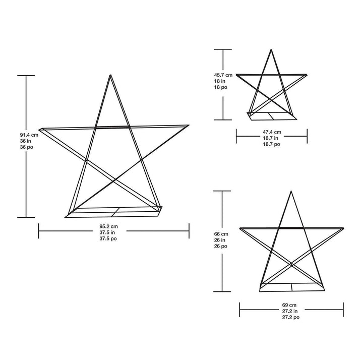 Ensemble de 3 étoiles avec lumières à DEL