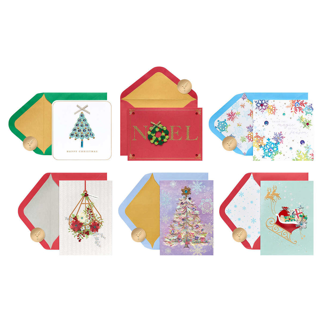 Papyrus - Collection de cartes de Noël fabriquées à la main Papyrus avec boîte à souvenirs 24 unités