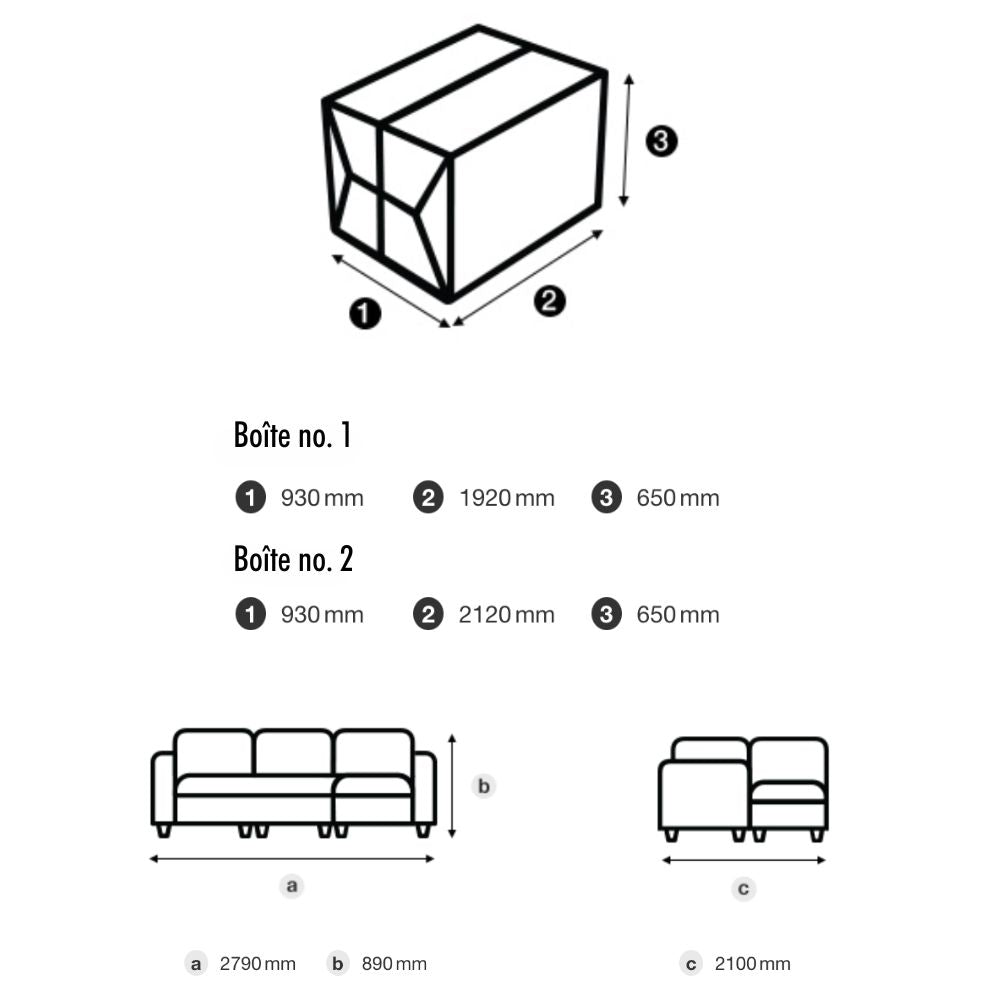 ZOY Home Furnishing - Sofas stationnaire sectionnel en deux pièces (modèle Monroe)