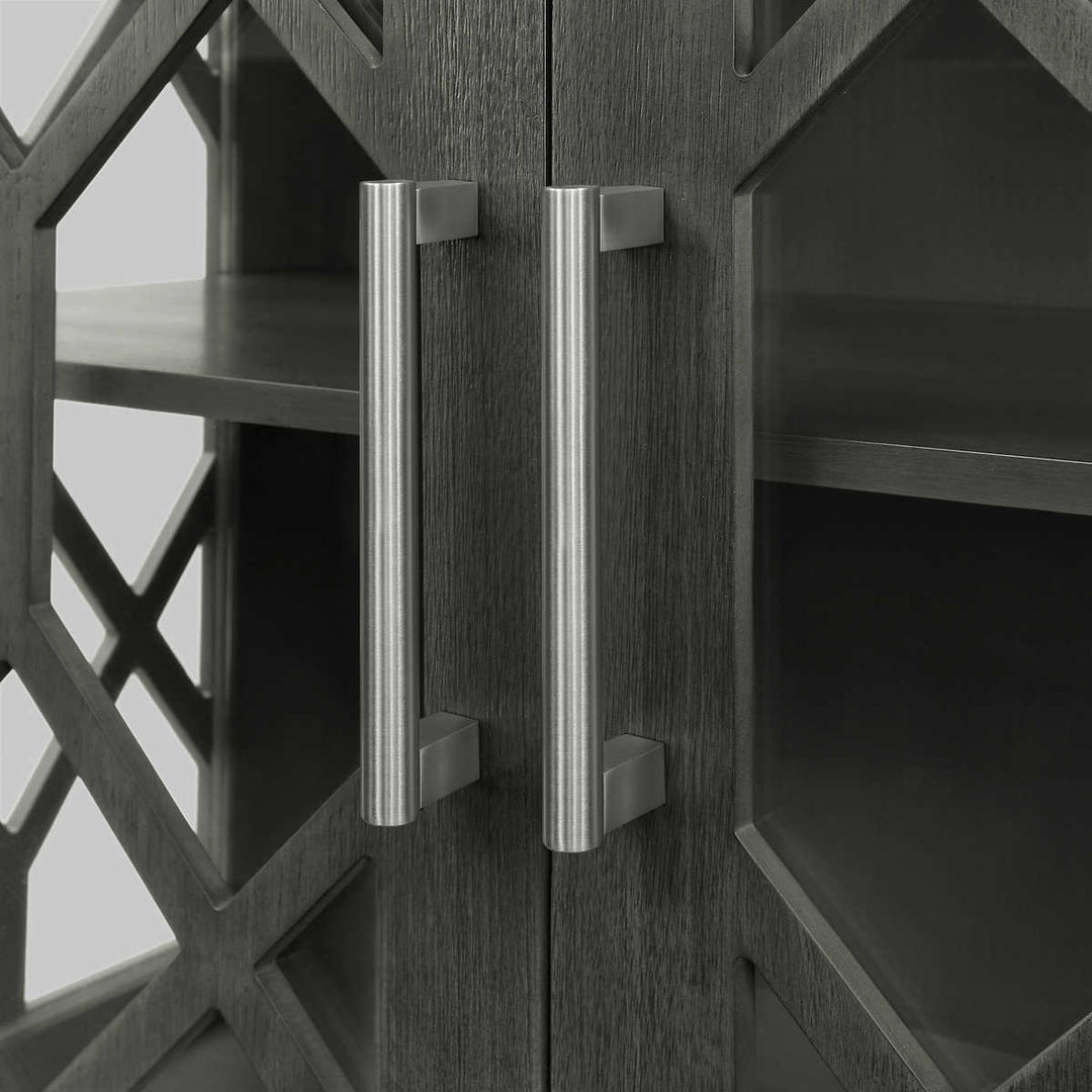 Loxley Rowe - Ari armoire d'appoint avec portes en verre, gris orageux