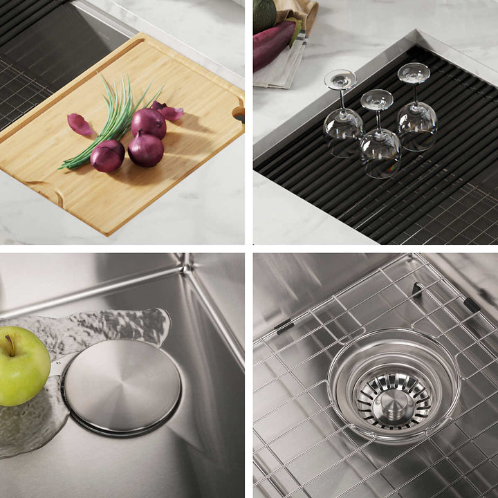 KRAUS - Évier encastré de 32 po avec robinet et accessoires