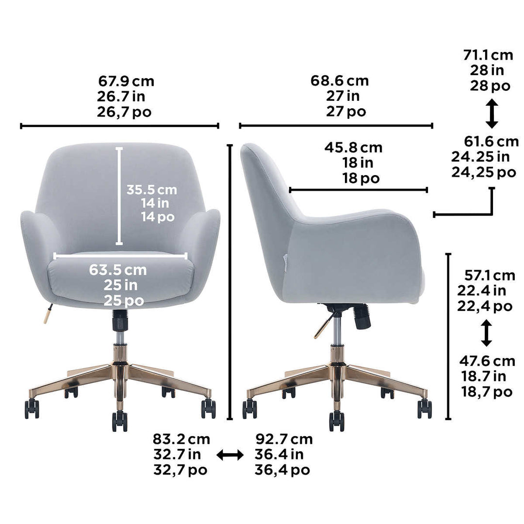 Lillian August Elyse - Fauteuil de bureau en tissu en velours