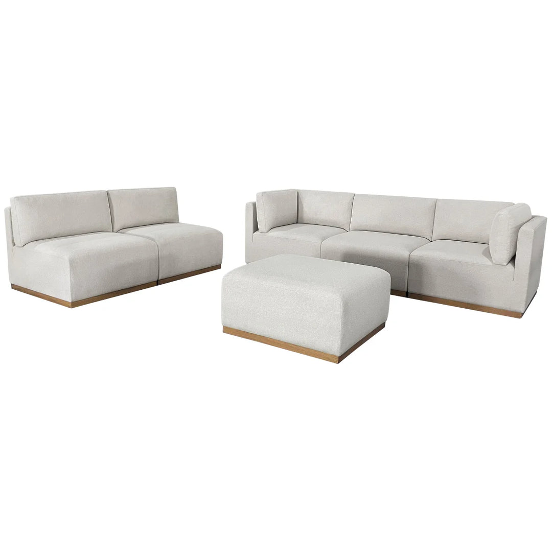 Henredon - Sectionnel 6 pièces en tissu avec pouf