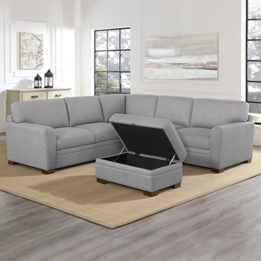 Thomasville Langdon - Sectionnel en tissu 3 pièces avec pouf de rangement