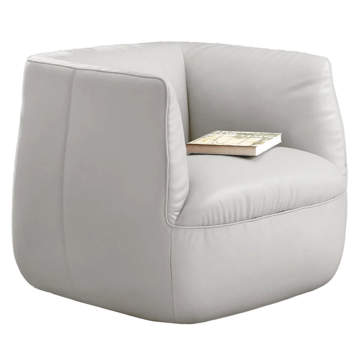 Natuzzi Wally - Fauteuil pivotant en cuir pleine fleur