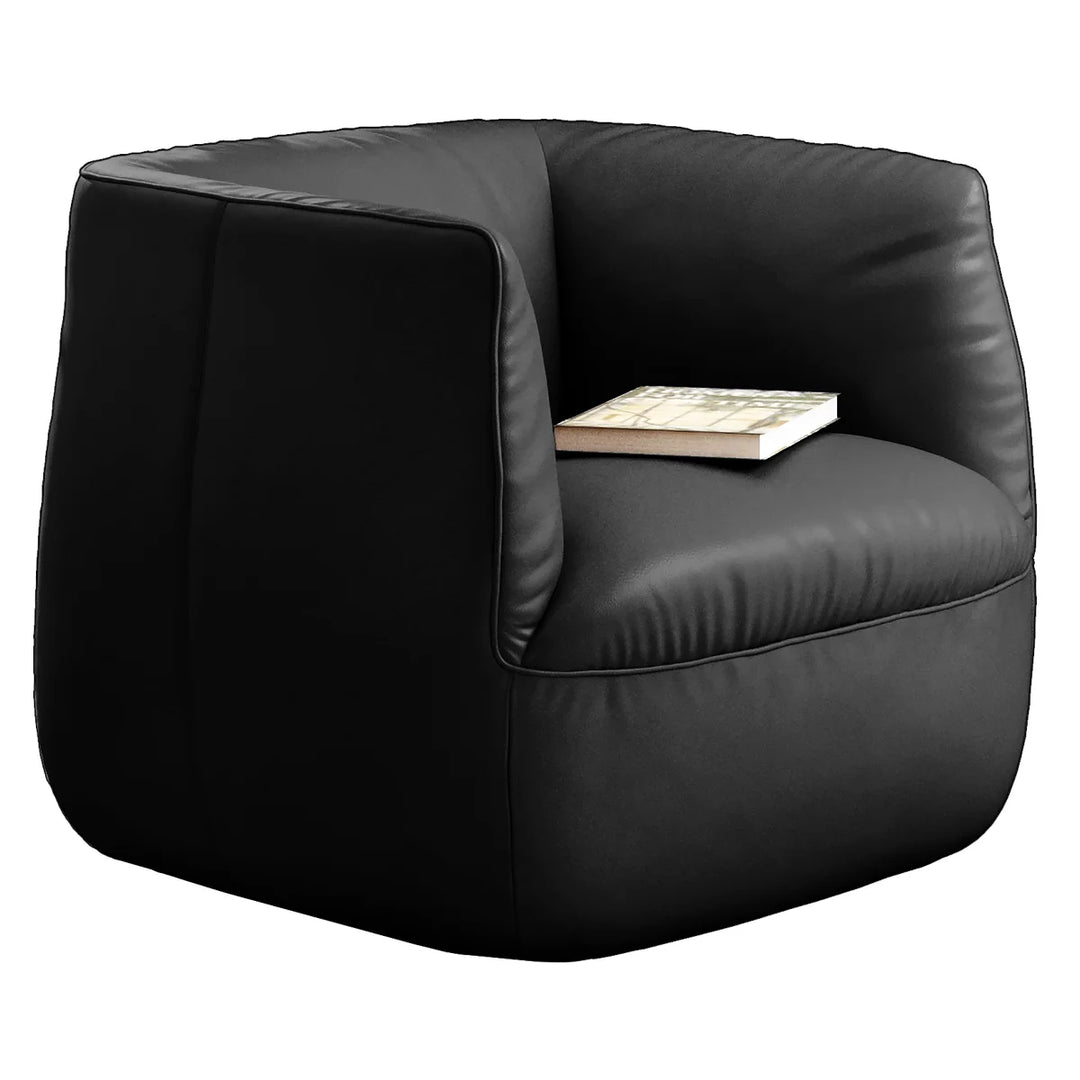 Natuzzi Wally - Fauteuil pivotant en cuir pleine fleur