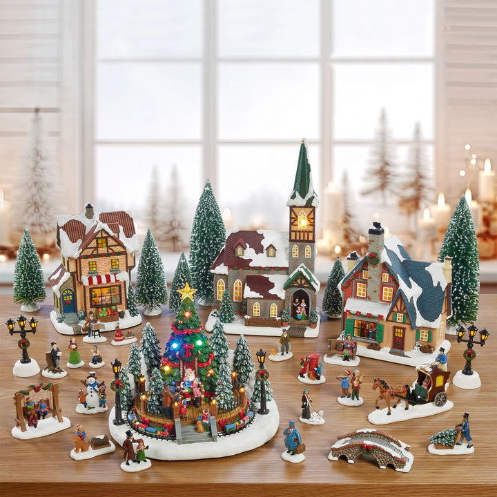 30-Piece Christmas Village Set with Lights and Music