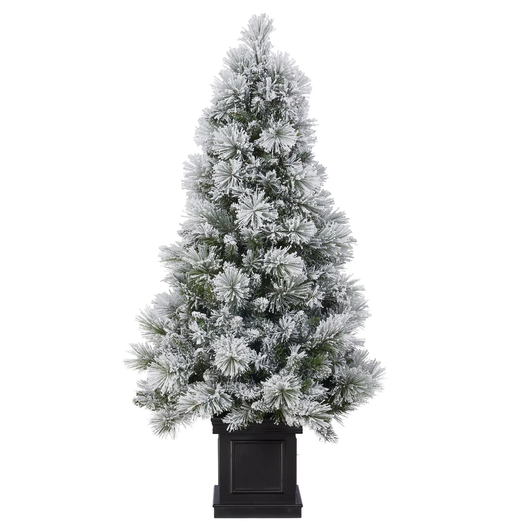 Sapin de Noël artificiel à paillettes floquées pré-éclairé en pot de 1,37 m