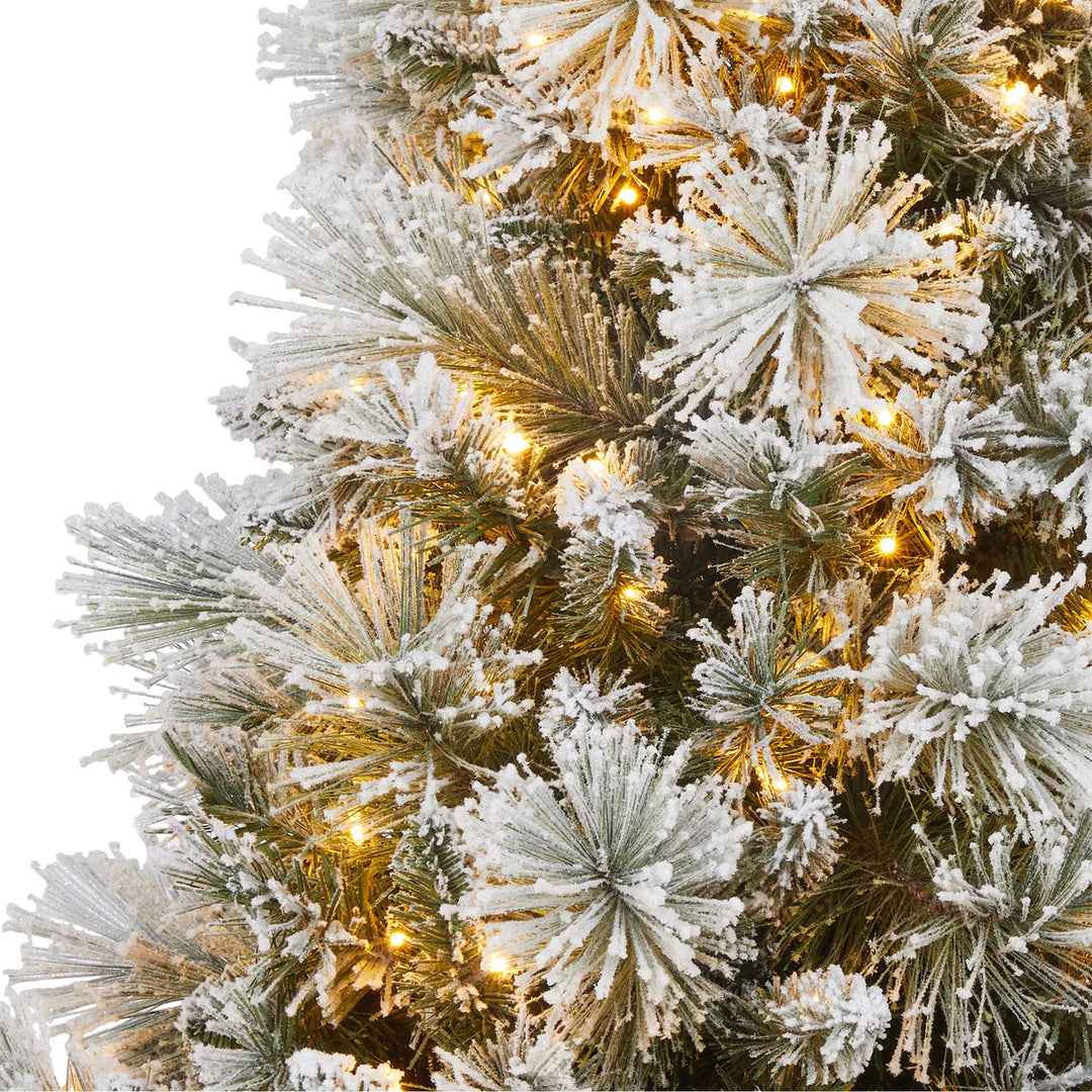 Sapin de Noël artificiel à paillettes floquées pré-éclairé en pot de 1,37 m