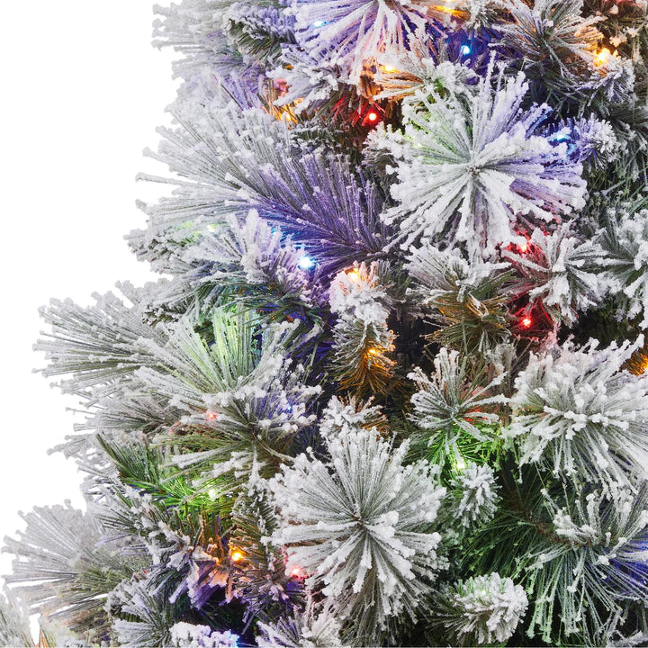 Sapin de Noël artificiel à paillettes floquées pré-éclairé en pot de 1,37 m