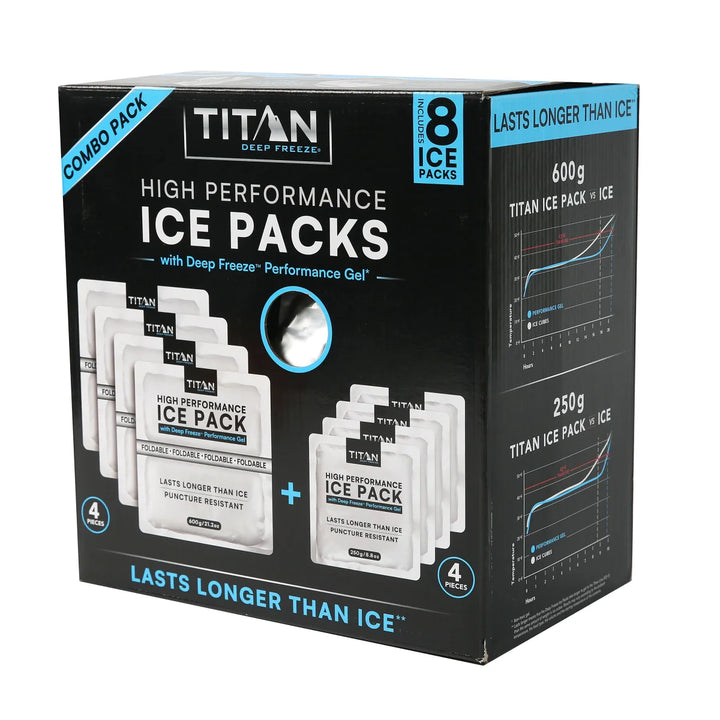 Titan - Ensemble de 8 compresses de glace haute performance