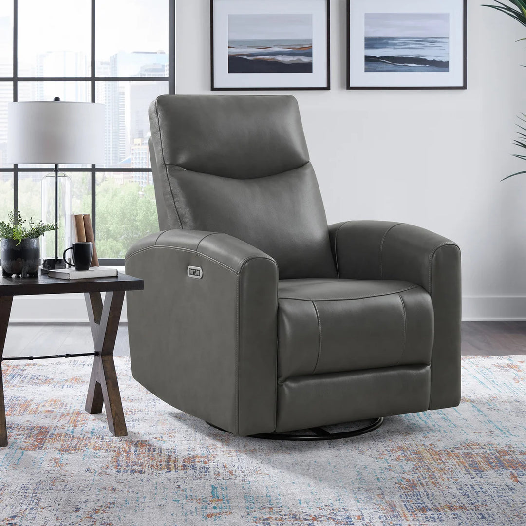 Northridge Home - Fauteuil en cuir pleine fleur pivotant à inclinaison motorisée