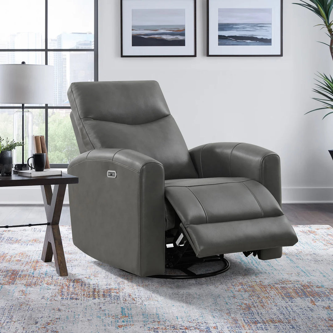 Northridge Home - Fauteuil en cuir pleine fleur pivotant à inclinaison motorisée