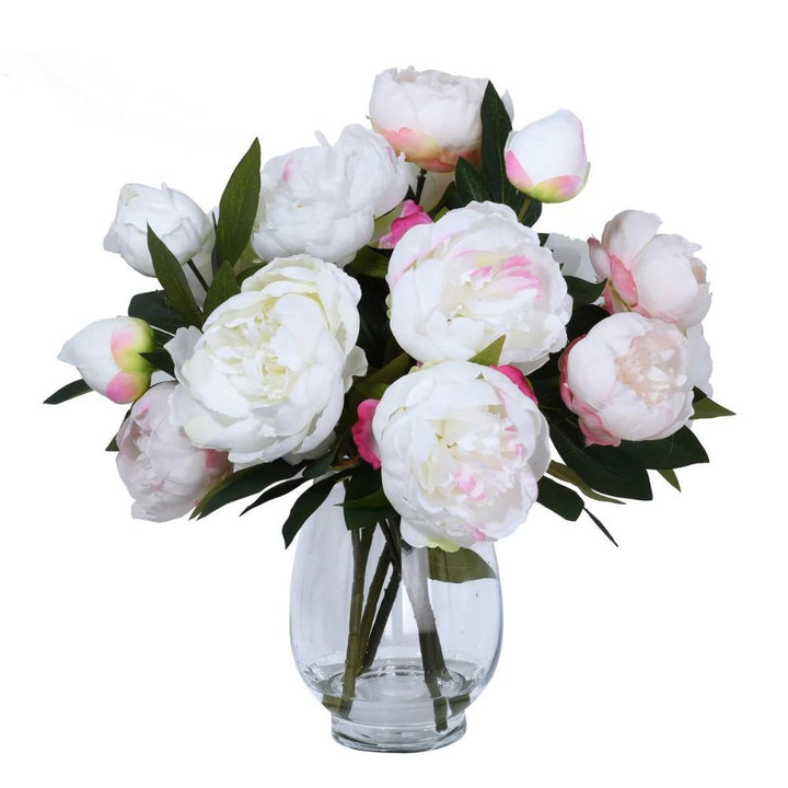 CGH Faux Peonies in Glass Vase