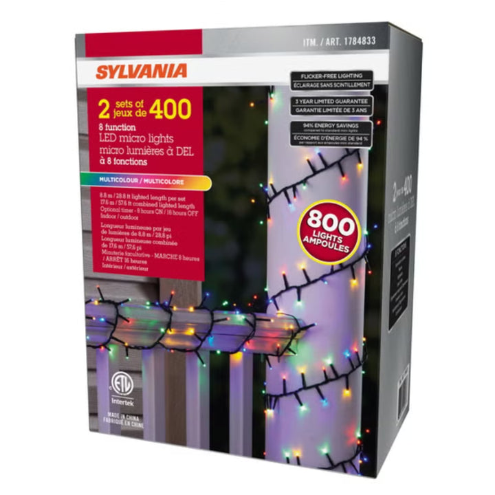 Sylvania - Ensemble de 2 guirlandes de 400 micro lumières de Noël DEL