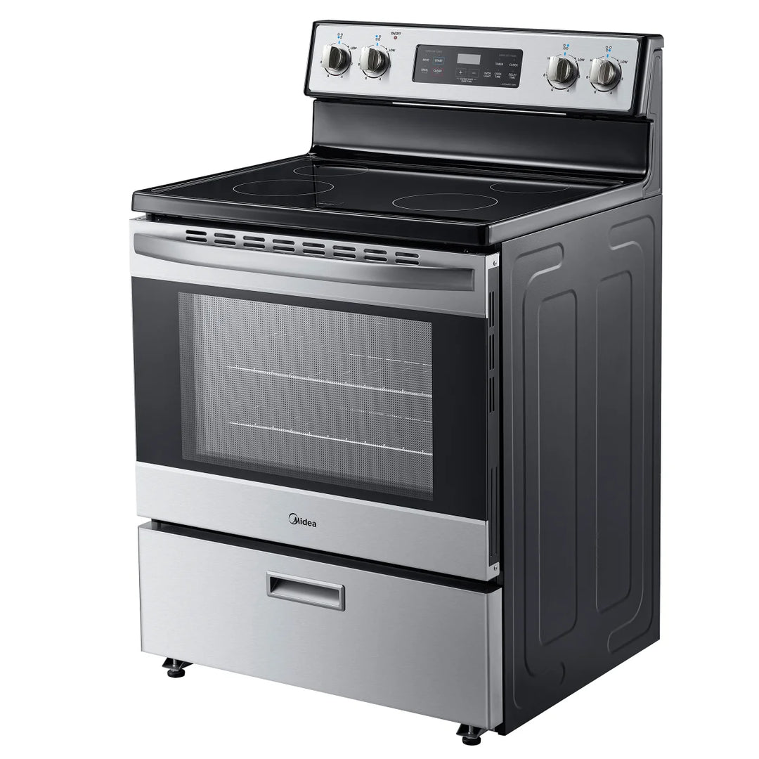 Midea - Cuisinière autoportante à surface de cuisson lisse de 30 po et 5,1 pi³