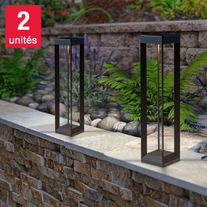 Naturally Solar - Lampes Solaires de parterre de style bollard, paquet de 2