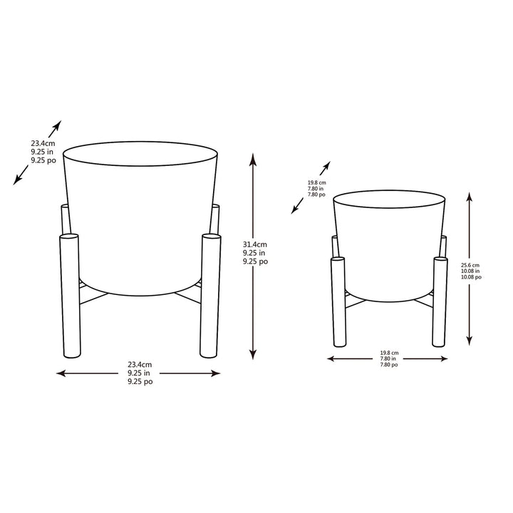Mullally - Jardinières en céramique avec supports en bambou