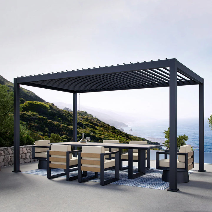 Mirador - Pergola réglable en aluminium persiennes, 8,8 pi x 14,4 pi