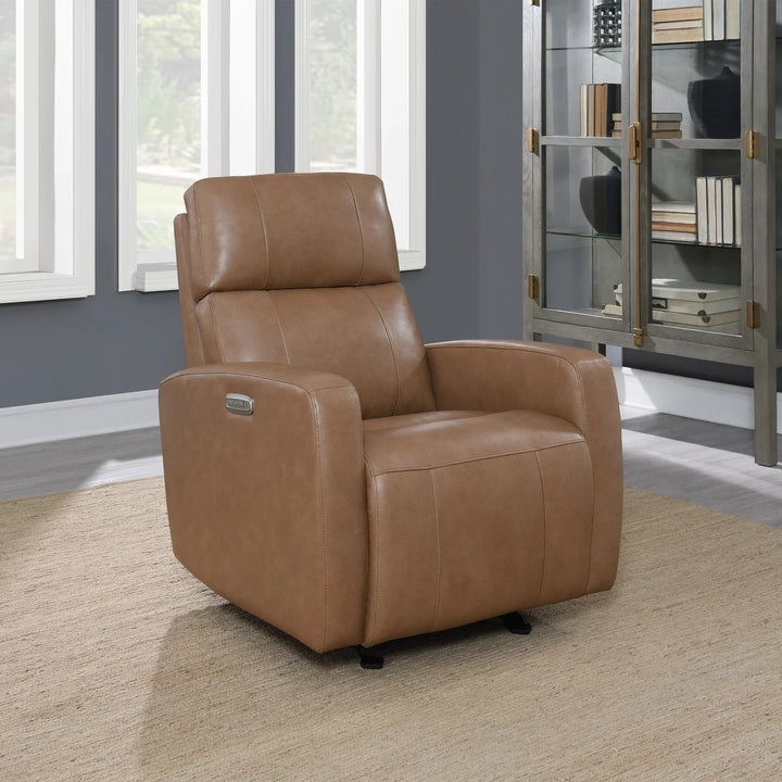 Synergy Home - Fauteuil d’inclinaison motorisé en cuir et coulissant avec appuie-tête motorisé