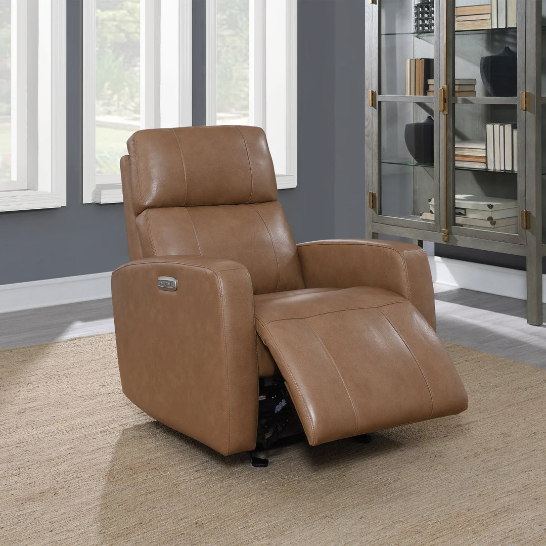 Synergy Home - Fauteuil d’inclinaison motorisé en cuir et coulissant avec appuie-tête motorisé