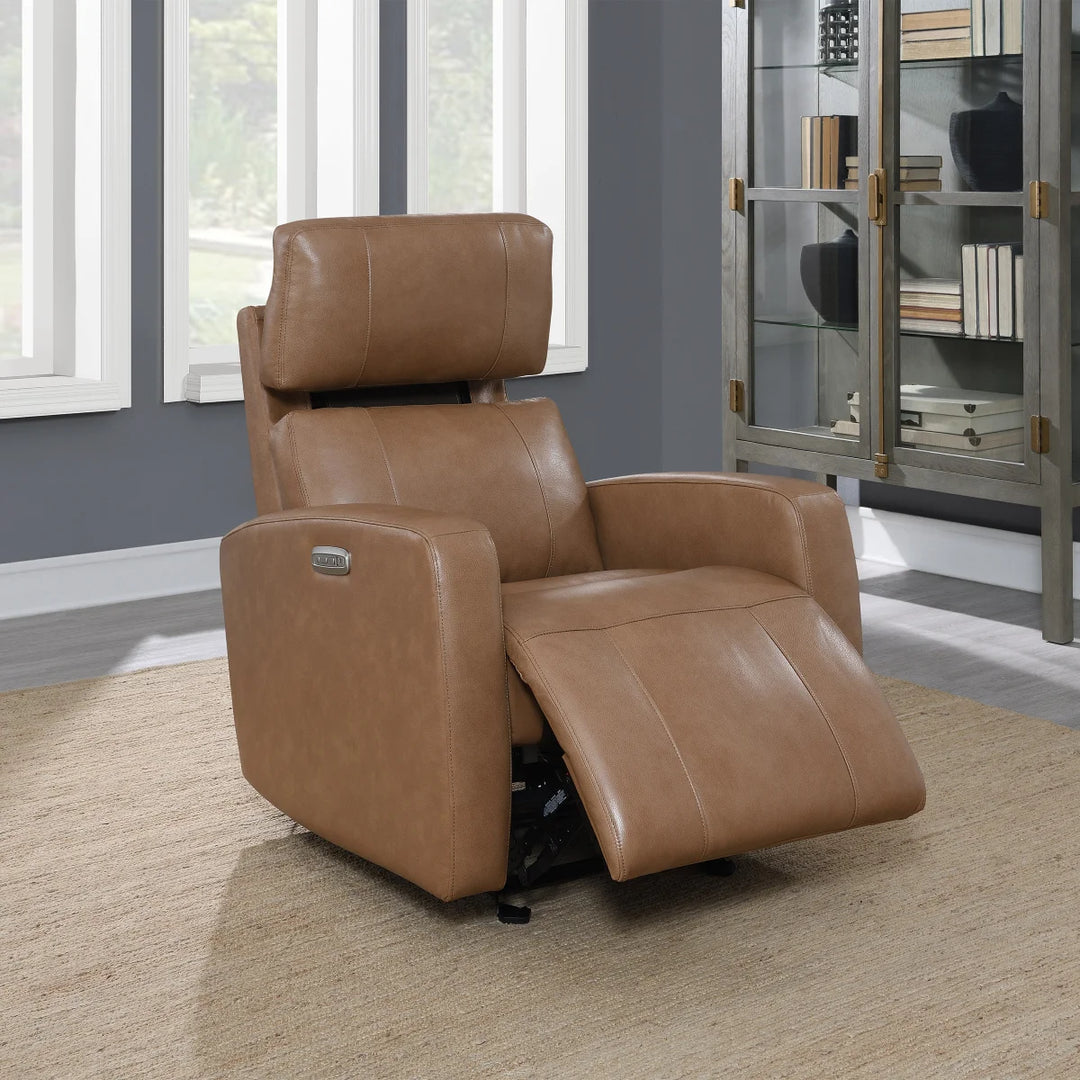 Synergy Home - Fauteuil d’inclinaison motorisé en cuir et coulissant avec appuie-tête motorisé