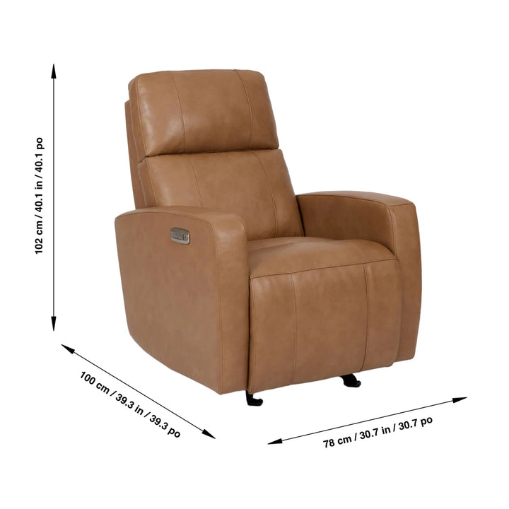 Synergy Home - Fauteuil d’inclinaison motorisé en cuir et coulissant avec appuie-tête motorisé