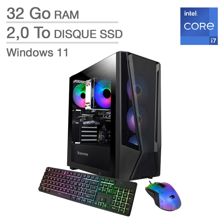 iBUYPOWER – Ordinateur de bureau de jeux Trace Mesh, Intel Core i7-14700F - 32 Go RAM