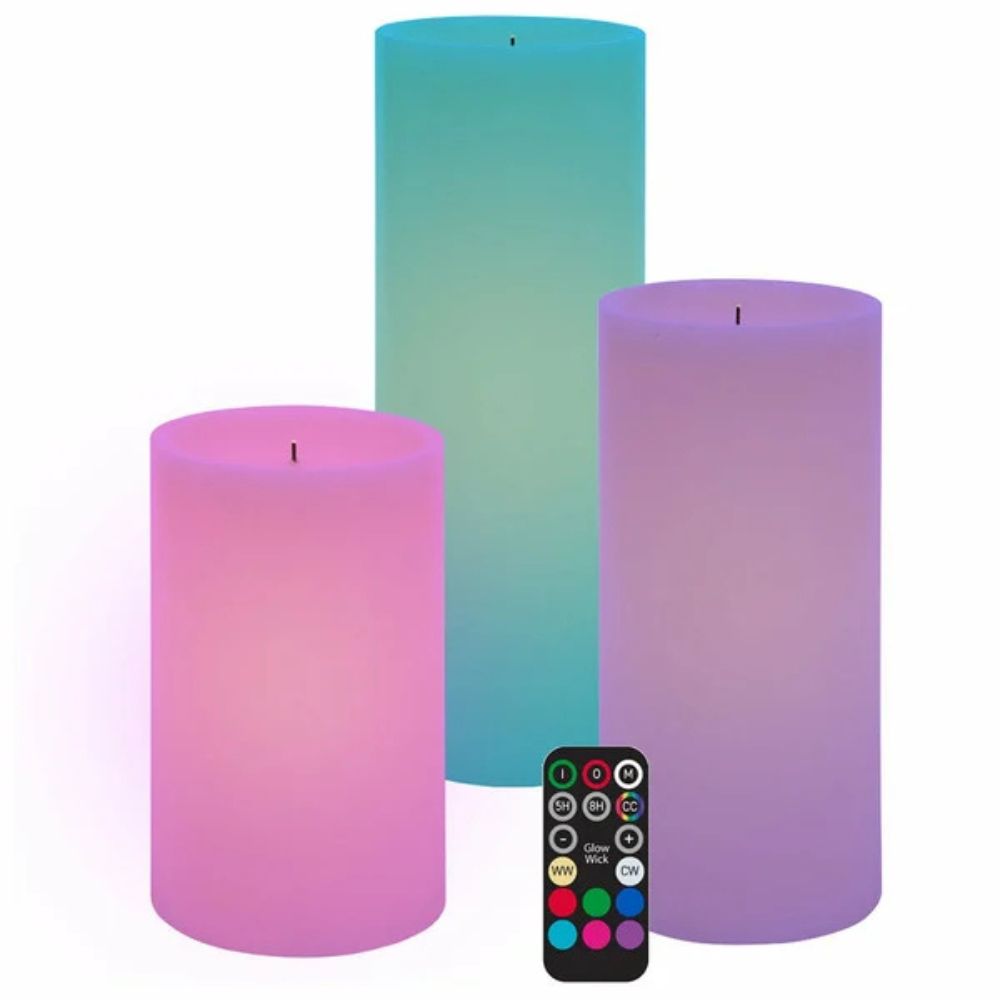 Glow Wick - Bougies de cire à changement de couleur DEL avec télécommande