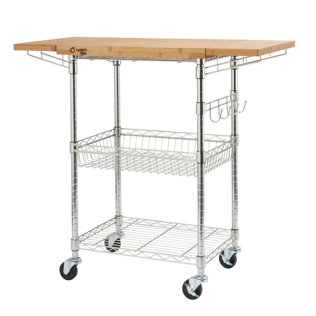 Trinity - Chariot de cuisine extensible en bambou Pro Storage