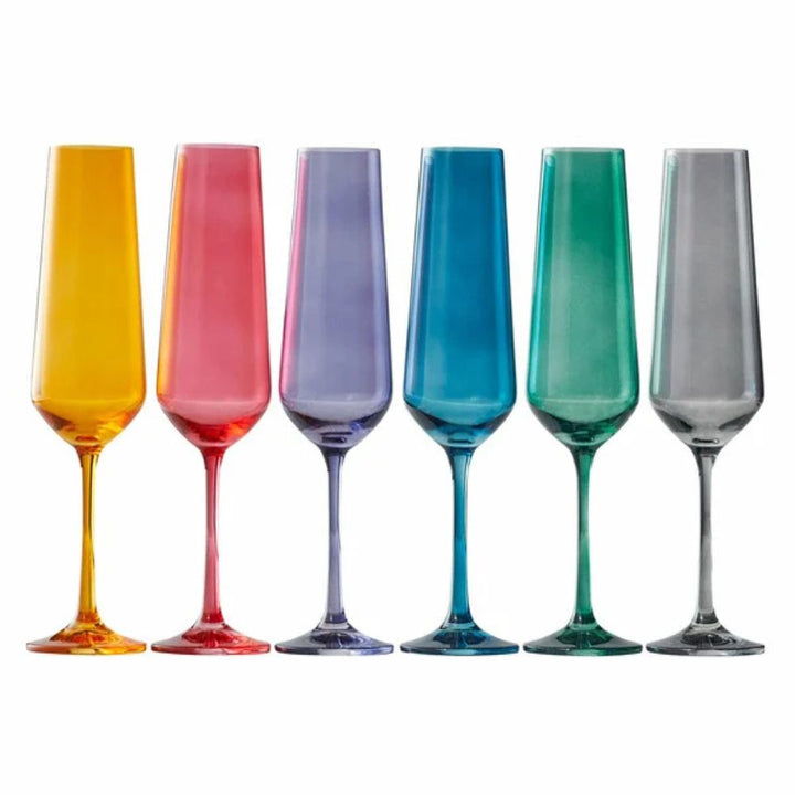 Maison Neuve 6-Piece Colored Glass Champagne Flute Set