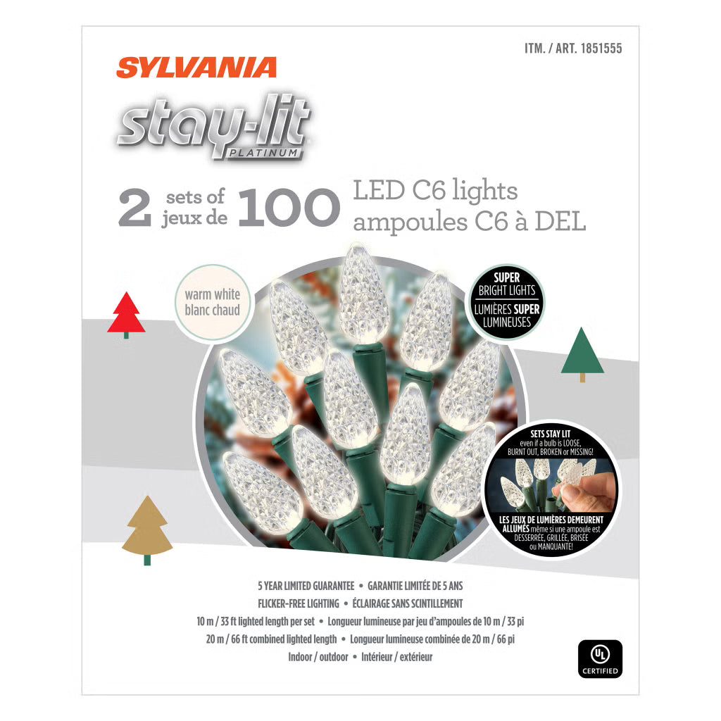 Sylvania - Guirlande lumineuse de Noël 2 x 100 DEL C6