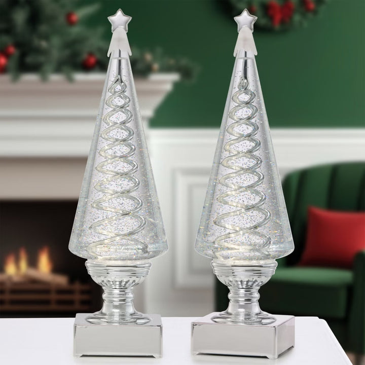 Ensemble de 2 sapins de Noël en spirale de 35.5 cm (14 po)
