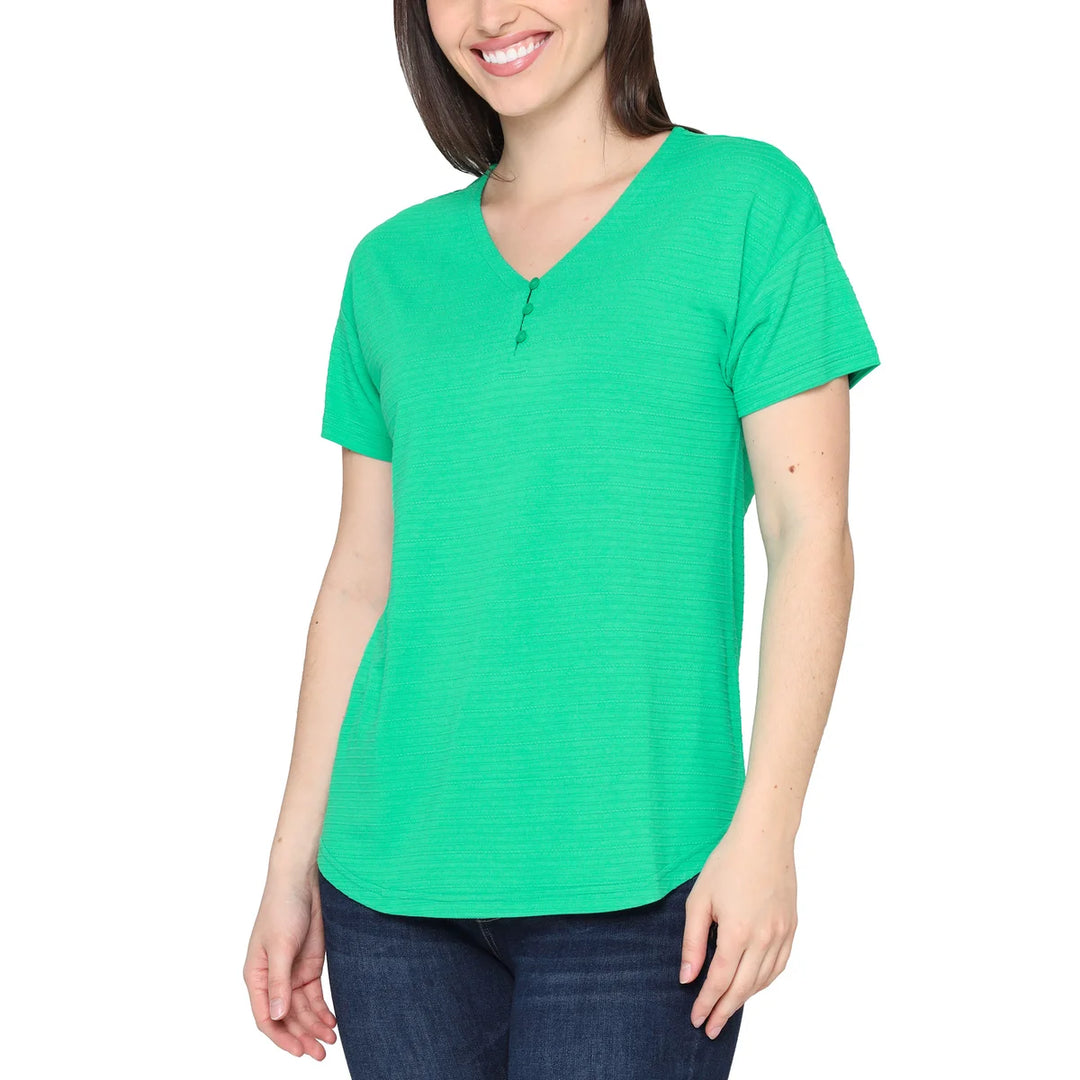 Talbots - Haut à encolure en V à 3 boutons