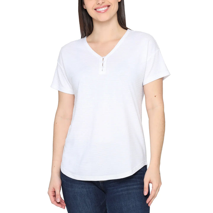 Talbots - Haut à encolure en V à 3 boutons