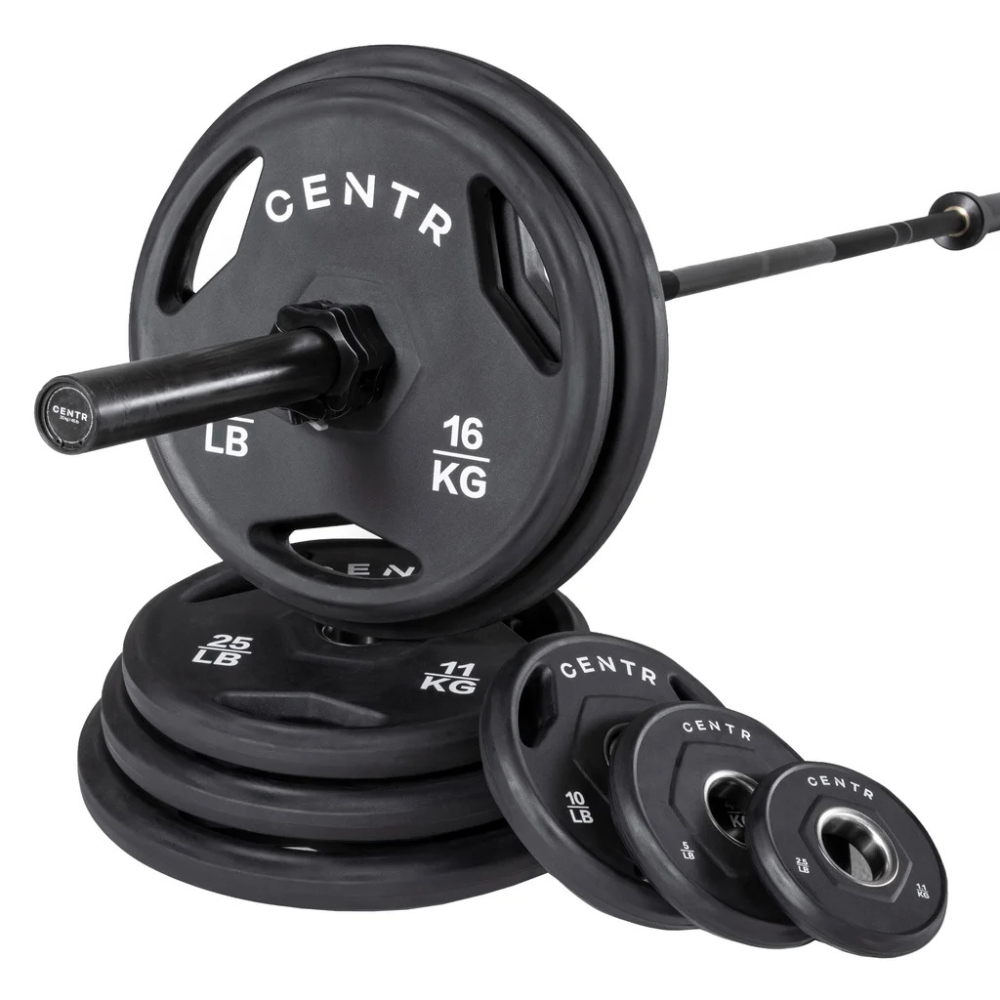 Centr - 300 lb Rubber Olympic Dumbbell Set