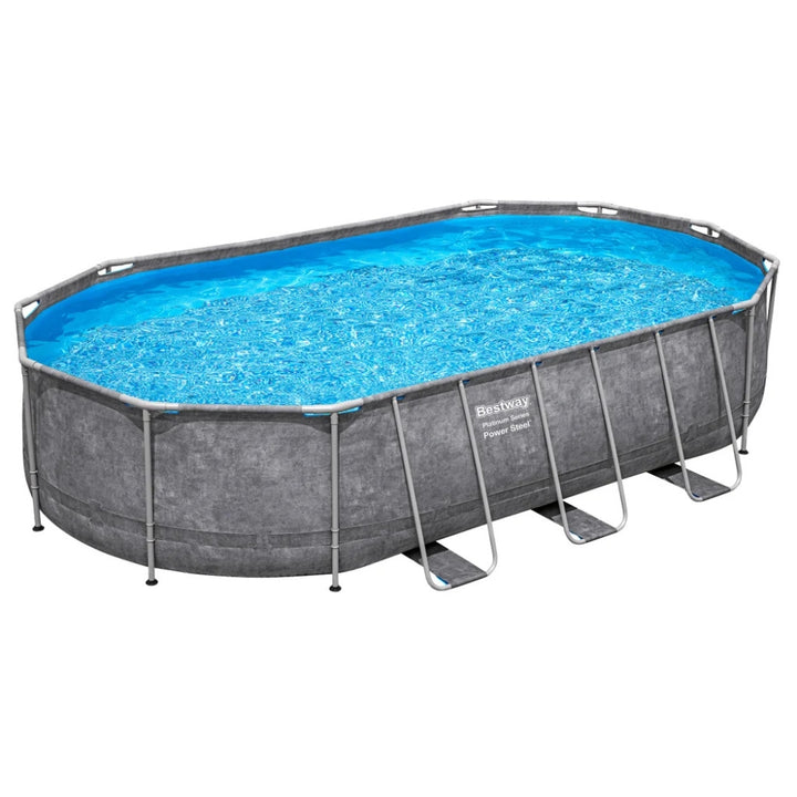 Bestway - Oval Above-Ground Pool Set, Power Steel, 20 ft x 12 ft