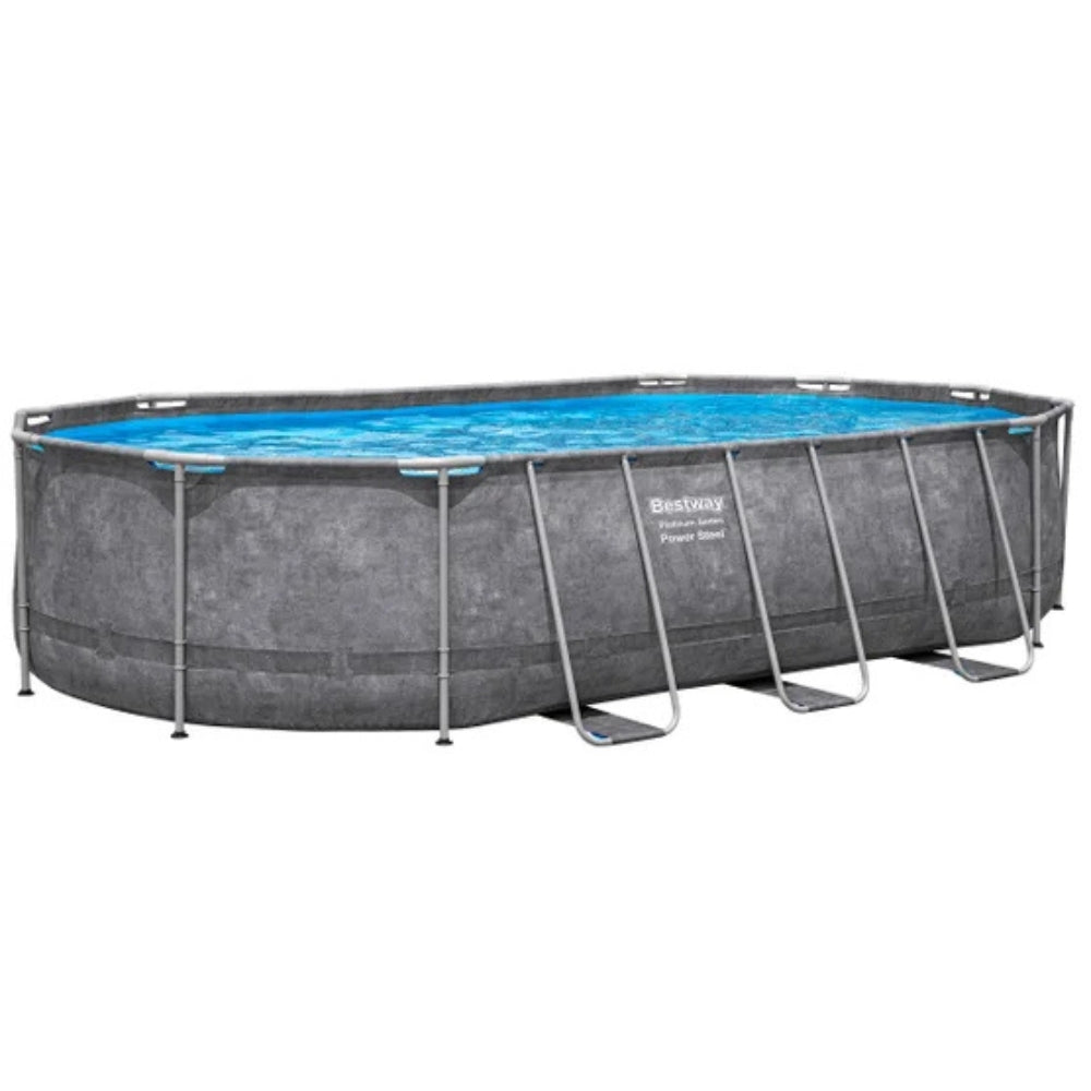 Bestway - Oval Above-Ground Pool Set, Power Steel, 20 ft x 12 ft