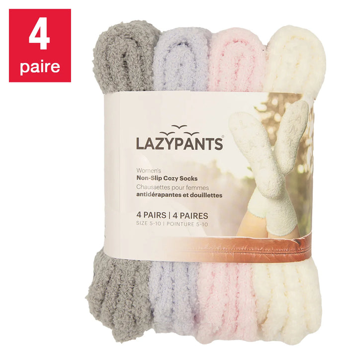 Lazypants - Chaussettes douillettes antidérapantes, 4 paires