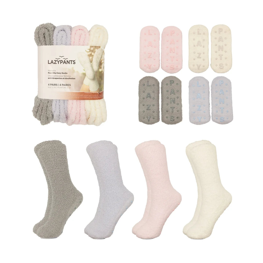 Lazypants - Chaussettes douillettes antidérapantes, 4 paires
